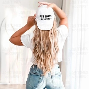 Hat Mockup White Hat Female Mockup Womens White hat Mock White Cap Mockup Trendy Cap MocksCap Mockups White Hat Asset Baseball Cap Mockup