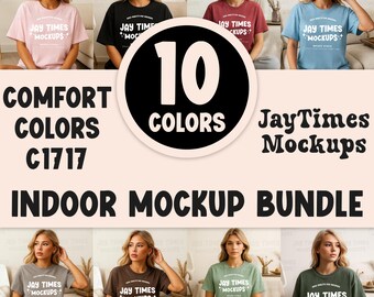 Comfort Color 1717 Indoor Mock Bundle Women Shirt Mockup Bundle Living Room C1717 Bundle Minimal Neutral Simple Boho Mock Bundle Aesthetic
