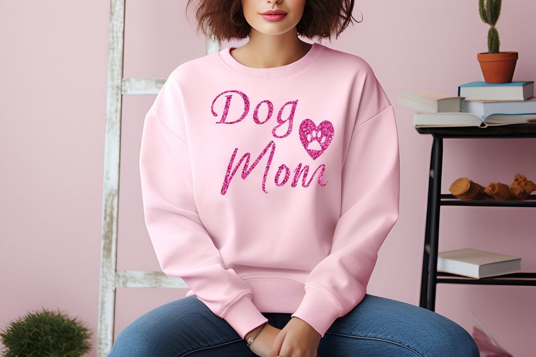 Dog Mom Glitter PNG, Dog Mom Sublimation Design, Dog Mama Png, Pink ...