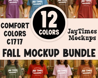 Comfort Color 1717 Fall Mock Bundle Women Shirt Mockup Bundle Autumn Outdoor C1717 Bundle Minimal Neutral Simple Boho Mock Bundle Aesthetic