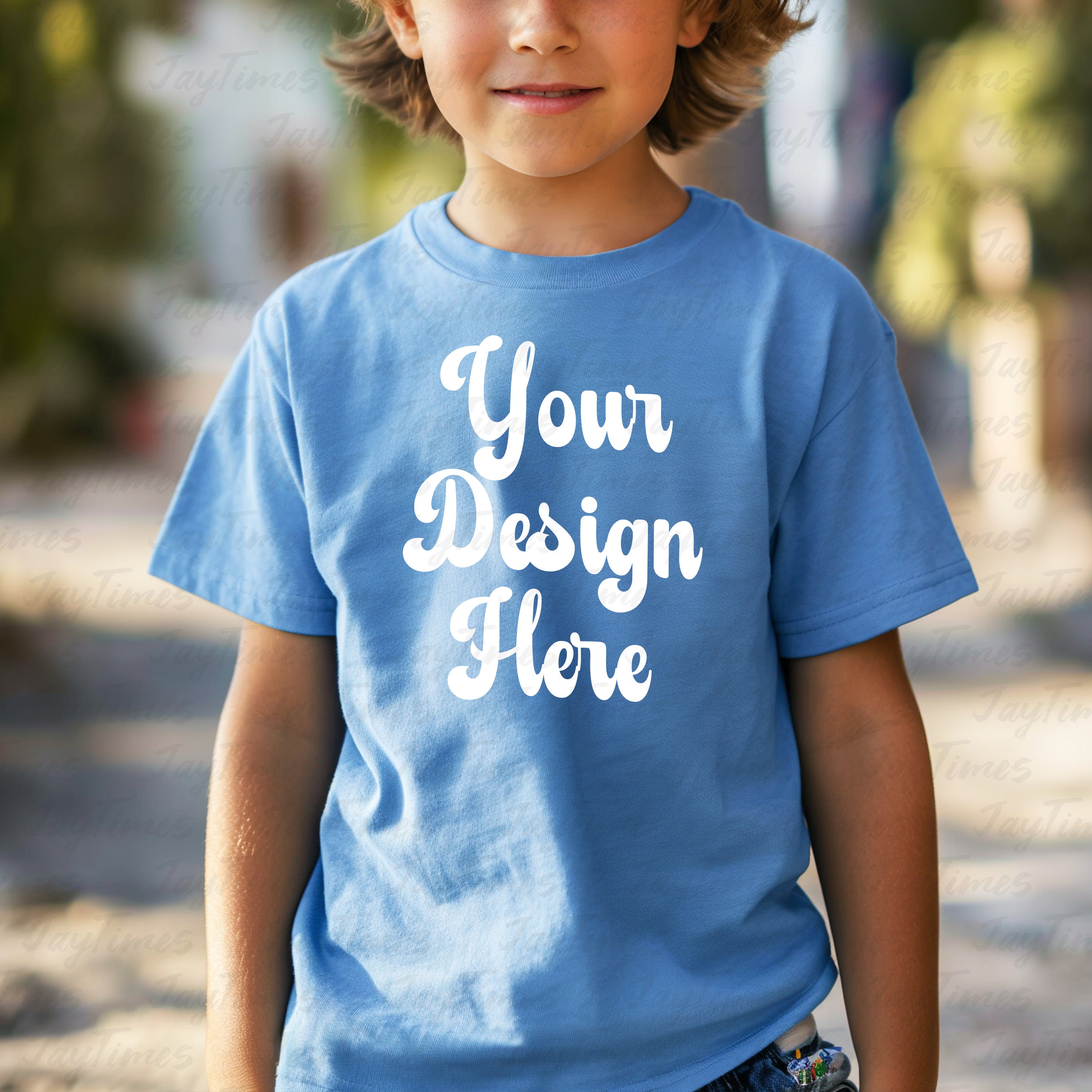 Gildan 5000B T-shirt Mockup, Kids Shirt Mock, Carolina Blue 5000B ...