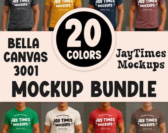 Bella Canvas 3001 Man Mockup Bundle Shirt Mockup Bundle BC3001 Male Bundle Mock Trendy Minimal Neutral Simple Boho Mockups Bundle Aesthetic
