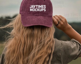 Vintage Cap Mockup Maroon Vintage Embroiedry Hat Mock Baseball Hat Mockup Vintage Cap Mocks Trendy Vintage Cap Mockup - OTTO Cap Mock