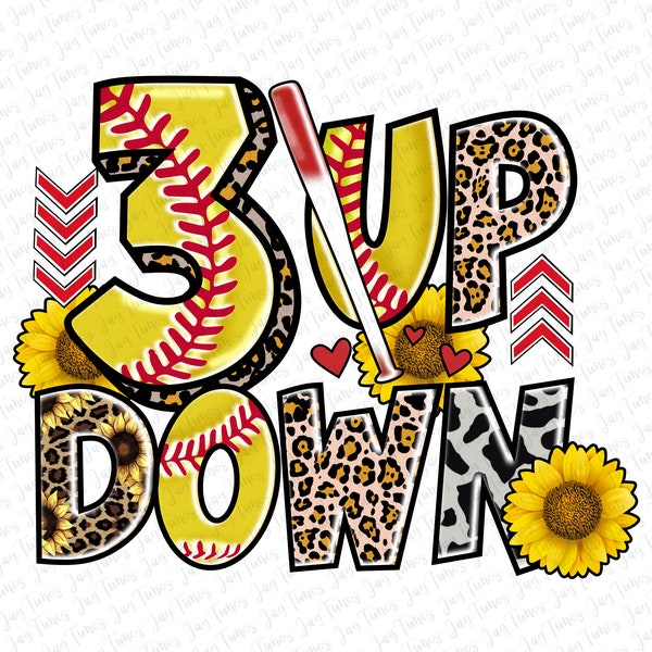 3 UP 3 DOWN png Sublimation Design, Sports Game Day Png, Baseball png, Softball png, Sports png, DTF Print design, Sublimate Design Download
