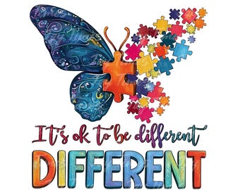 It's Ok To Be Different Autism Butterfly Png, Autism Butterfly Png, Butterfly Png, Puzzle Png, Autism Acceptance, Be Kind Png,  Autism Png