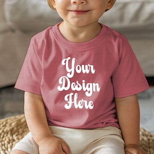 Rabbit Skins 3322 Mauvelous Color Mockup, Baby Tee Shirt Mock, Moskup estetico, Infant Fine Jersey Mockup, Natural Mockup Baby, Camicia per bambini