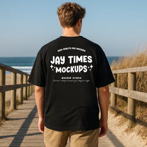 Comfort Colors C1717 Black Men Mockup, Black T-Shirt Back View Mockup, C1717 Men Black Back Mockup, Men Summer Lifestyle T-Shirt Mockup