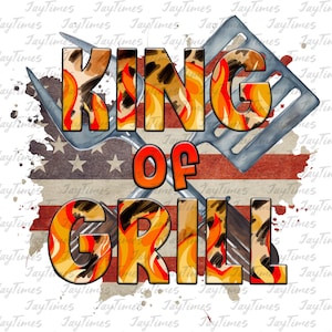 King of the Grill BBQ Sublimation PNG, Grill und Schürze PNG, Western Design bbq Download, Väter das Sublimation png, Grillparty png