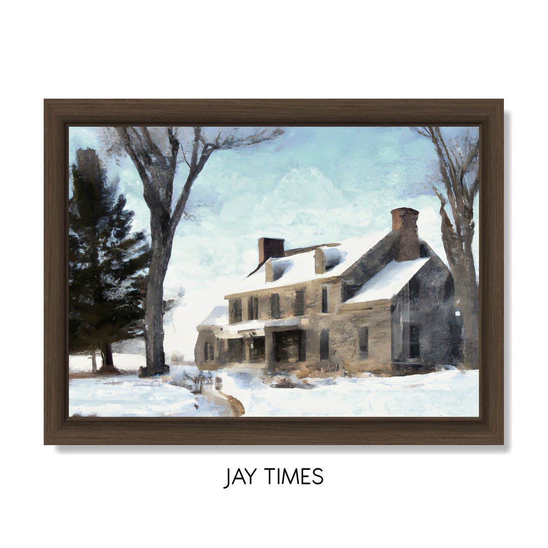 Vintage Winter Landscape Wall Art Printable Fine Art Country Farm House