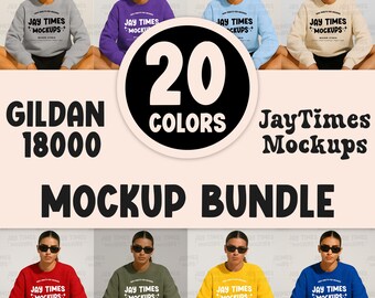 Gildan 18000 Sweatshirt Mockup Bundle: Women's Pullover (Digital Download)