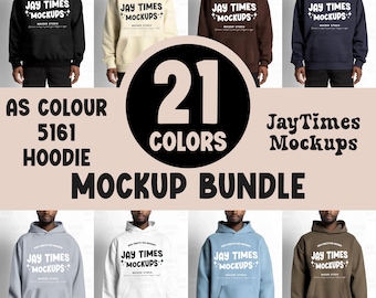 AS Colour 5161 Hoodie Mockup Bundle AS5161 Relax Hooded Sweatshirt Bundle Male Model Mockup Bundle Trendy Neutral Simple Oversized Hoodies
