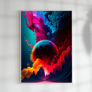 Vortice celeste surreale - Arte digitale - Nebulosa galattica - Download immediato, Decorazione spaziale astratta stampabile, Arte murale multiformato