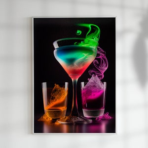 Vibrant Cocktail Photography, Instant Download, Printable Wall Art, Wall decor for bar, Gift Wall art