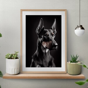 Doberman Pet Portrait, , Personalized Dog Wall Art, Pet Memorial Ideas, Digital wall Decor Print, Couple Gift, Personalized Gift, Pet Gift