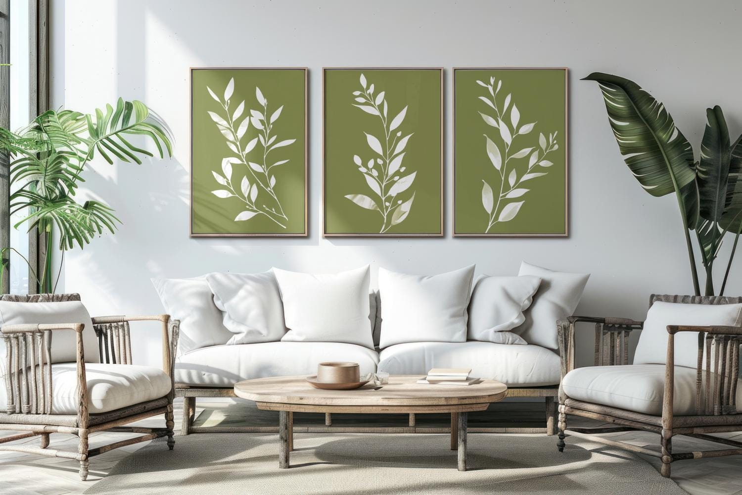 Sage Green Pressed Flower Wall Art Set of 3 – Botanical Triptych ...