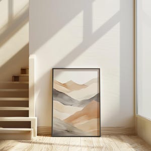 抽象的な山の風景デジタルプリント | モダンなアースカラーのウォールアート | ミニマリストの装飾 | すぐにダウンロード | ホームオフィスアート