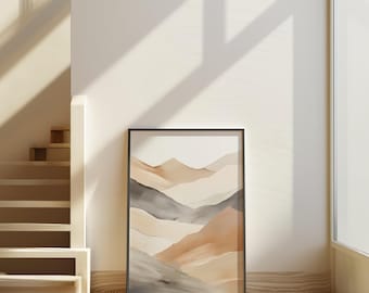 Abstract Mountain Landscape Digital Print | Modern Earth Tone Wall Art | Minimalist Decor | Instant Download | Home Office Art