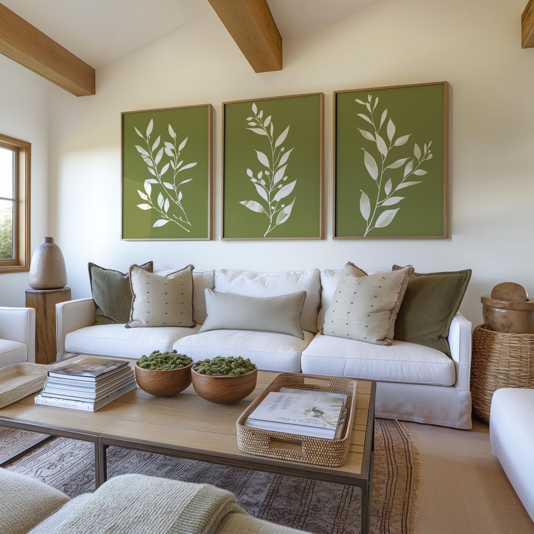 Sage Green Pressed Flower Wall Art Set of 3 – Botanical Triptych ...