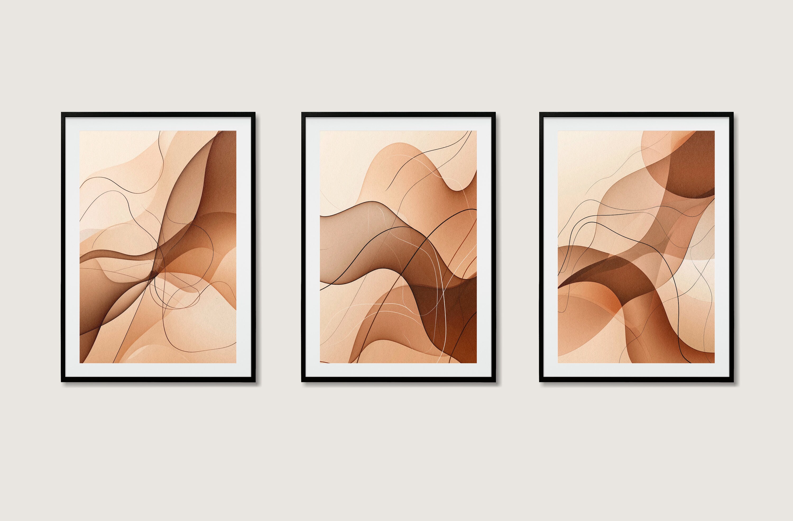 Modern Abstract Art 3 Piece Wall Art, Digital Download, Set of 3 Prints ...