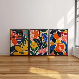 Matisse Style Prints, Matisse Art, Triptych Botanical Artwork for Living Room Decor, Ideal Gift for Art Enthusiasts- Same day prints