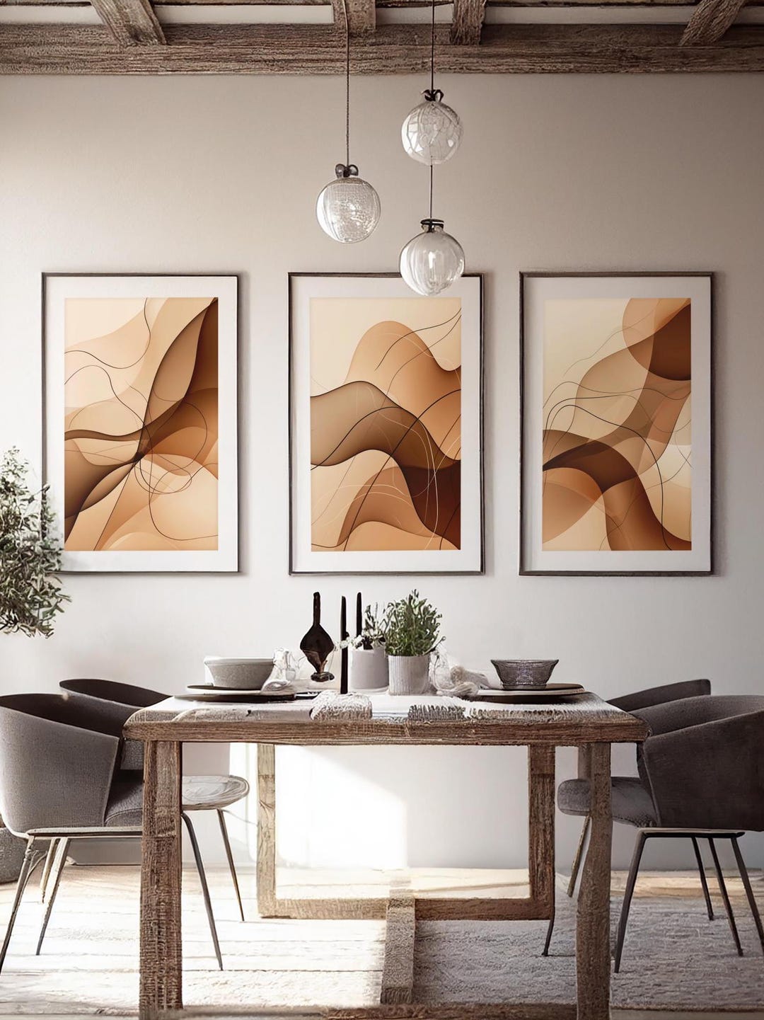 Modern Abstract Art 3 Piece Wall Art, Digital Download, Set of 3 Prints ...