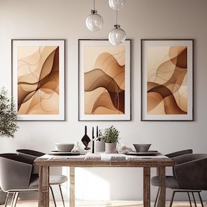 Modern Abstract Art 3 Piece Wall Art, Digital Download, Set of 3 prints, Contemporary Neutral Wall Decor, Abstract Geometric Artwork