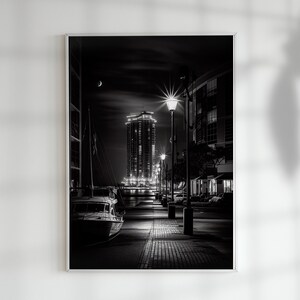 Masculine wall art, Serene Harbor Black and White Photography, Instant Download, Printable Wall Art, retro wall art posters, Gift Wall art