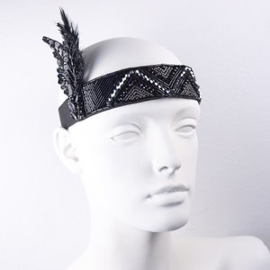 Flapper Headband/Gatsby Art Deco headpiece/1920s headdress/Fascinator Flapper/Roaring 20s Feathers/ 1920s head wrap