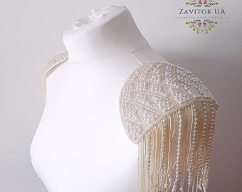 Épaulettes de mariée en perles avec franges - Accessoires d'épaule en perles, bretelles de mariage amovibles, bijoux d'épaule en perles pour robes