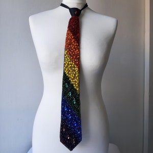 LGBTQ Pride Rainbow Tie/Handmade Beaded Mens Accessories/Colorful Bow Ties/Unique Fashion Statement/Alternative fashion