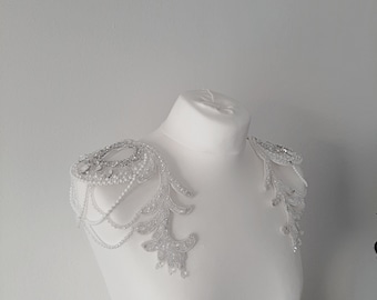 Épaulettes brodées de perles/Accessoires pour porte-épaules/Manches ornées de perles/Bretelles de mariée/Épaulettes pour veste/Collier d'épaules.