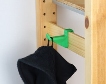 Hooks for Ikea Ivar shelf side panel: narrow, long and sturdy | Easy installation without drilling | For bags, headphones, cables and accessories