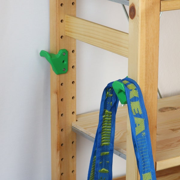 Hooks for Ikea Ivar shelf posts on the side: wide, short and stable as right and left versions