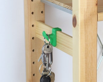 Hooks for Ikea Ivar shelf side panel: narrow, short and stable