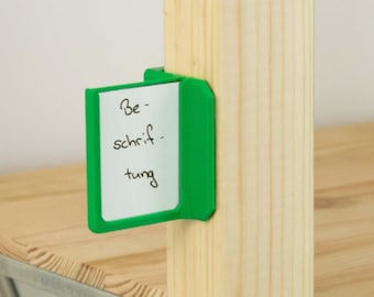 Label frame for the side shelf post of the Ikea Ivar shelf | right-angled labeling
