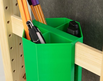 IKEA IVAR storage box for crossbar, single, double-sided, deep with compartments – Organizer for office school workshop desk