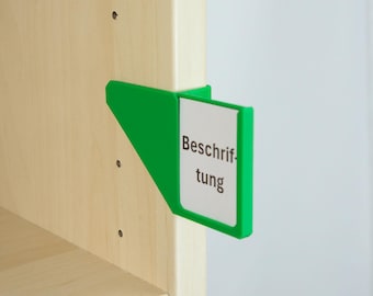 IKEA BILLY label holder front right angle (single side panel) - suitable for new version with 3mm holes (35 x 45 mm)