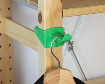 Clothes hook for Ikea Ivar shelf uprights, front: sturdy with recess for clothes hangers