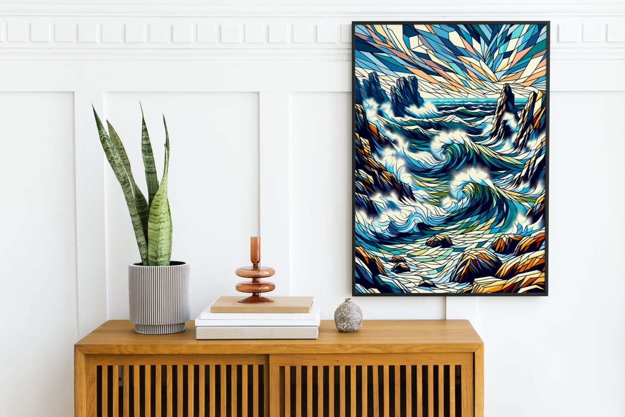 Cubic Poster Marine Theme Poster - 'cubic Storm' | Ocean Poster | Sea Wall Art ...