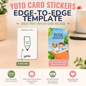 Yoto Card Stickers Edge-to-Edge Template, Canva Printable (Cricut Print Then Cut)