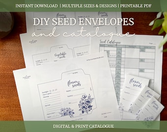 Seed Envelope Template and Seed Organizer| Printable Seed Pack Design Custom Seed Storage Design Garden Seed Packet Template Spring planting
