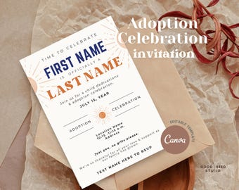 Adoption Celebration Invitation: Elegant Child Dedication (Canva Digital Template)