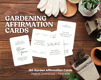 Gardening Affirmation Cards: 150 Printable Mindfulness Cards (Digital Download)
