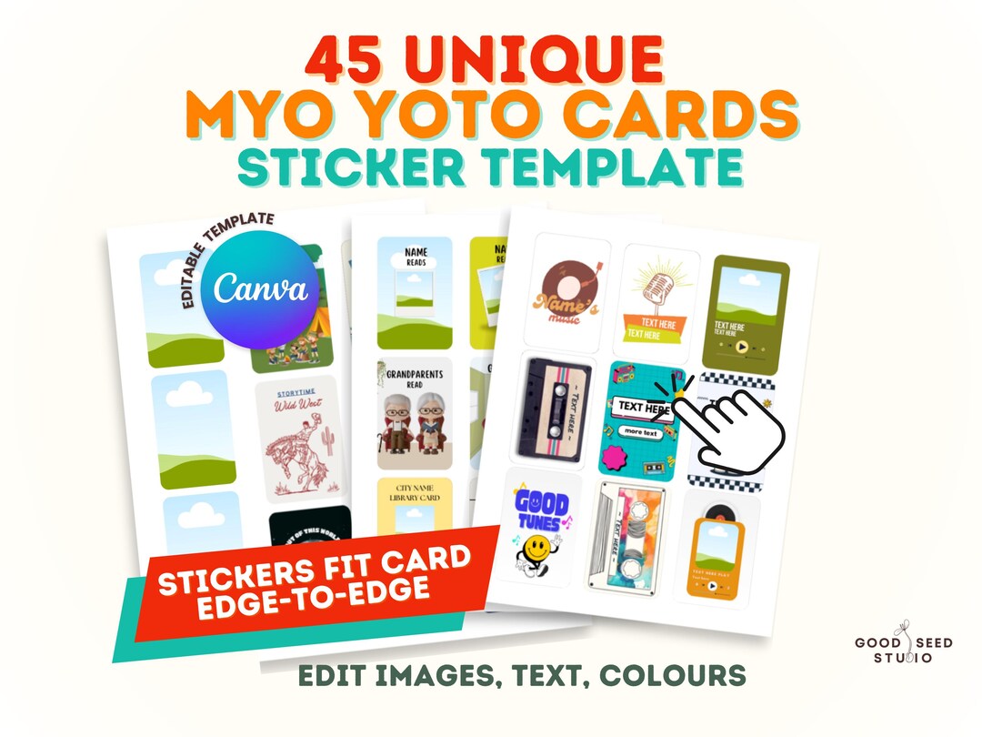 45 Unique Yoto Labels Editable Canva Template for MYO Card (digital