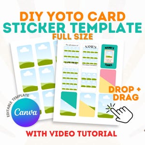Mall för DIY-klistermärken för Yoto-kort: Redigerbar etikett för MYO-kort (Canva med videoinstruktion)