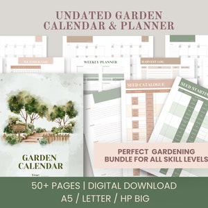 Calendario de jardín /Diario planificador imprimible/ Carta HP BIG Planner A4 / Organizador de inicio de semillas/ Calendario en blanco Plantación de primavera