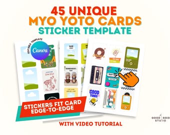 45 Unique Yoto Card Stickers: Editable Canva Template (Digital Download, Video Tutorial)