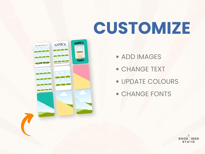 Customize images, text, colours, fonts