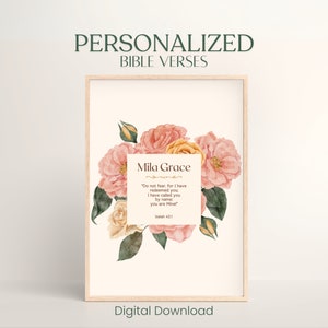 Custom Name and Bible Verse Print  | Custom Scripture| Custom Nursery Print  | Custome Name Print | Baptism Gift