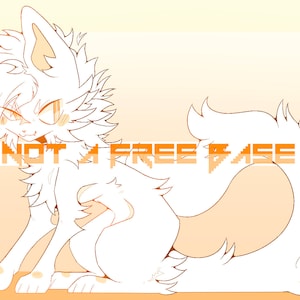 May include: A white cartoon fox-like creature with fluffy fur and a long tail, set against a gradient orange background. The text "NOT A FREE BASE" is overlaid on the image in orange pixelated font.
